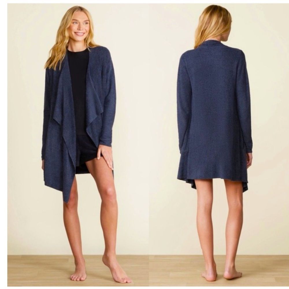 Barefoot Dreams Cardigan Womens Blue Cozychic Lite Calypso Wrap Bamboo small/med